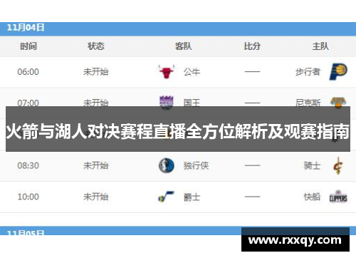 火箭与湖人对决赛程直播全方位解析及观赛指南